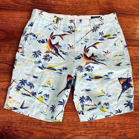 Polo Ralph Lauren marlins printed linen blend shorts - Picture 1 of 5